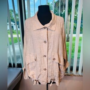 Zac & Rachel Light Beige Linen Blend Oversized Blouse/Jacket Size Large